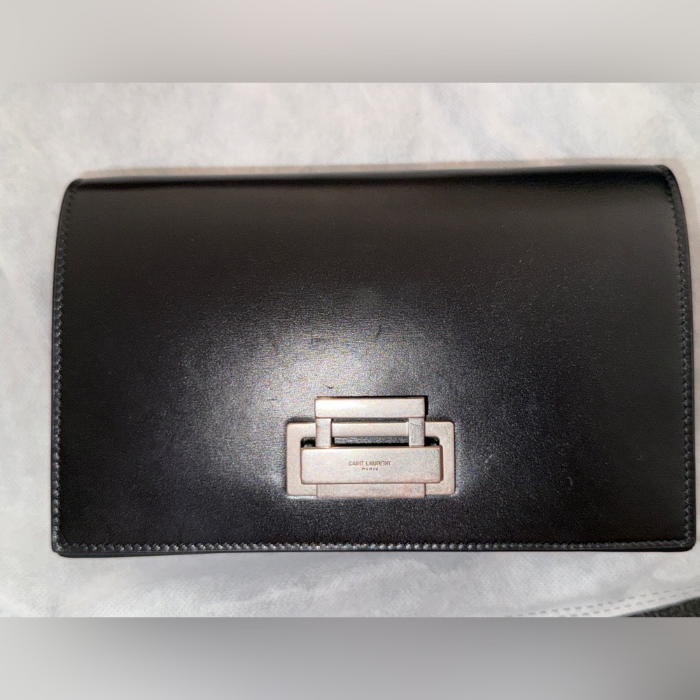 Saint Laurent Black Clutch with Silver Accent